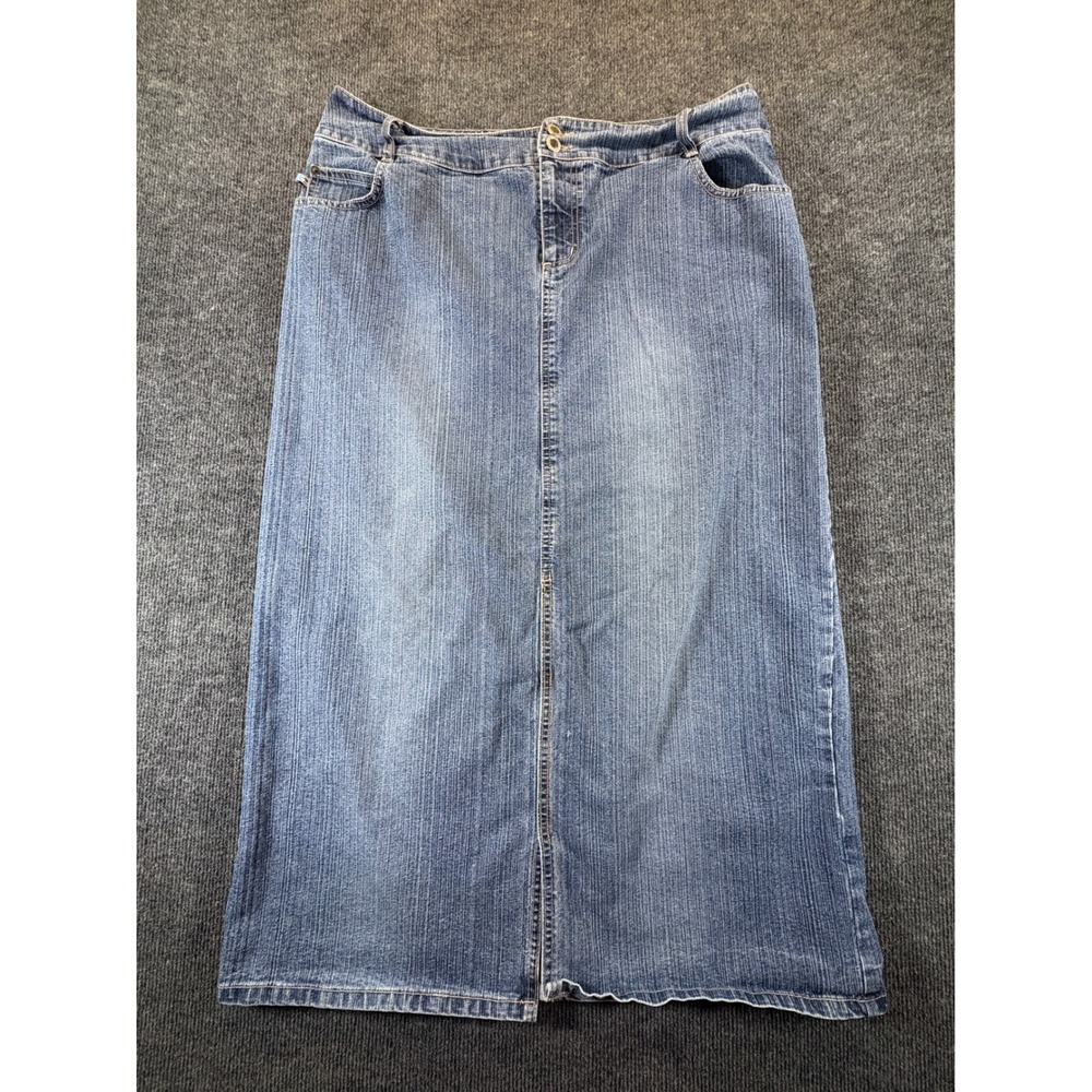 Duck Head‎ Jeans Co Womens Size 16 Medium Wash Stretch Denim Maxi Skirt 1754334